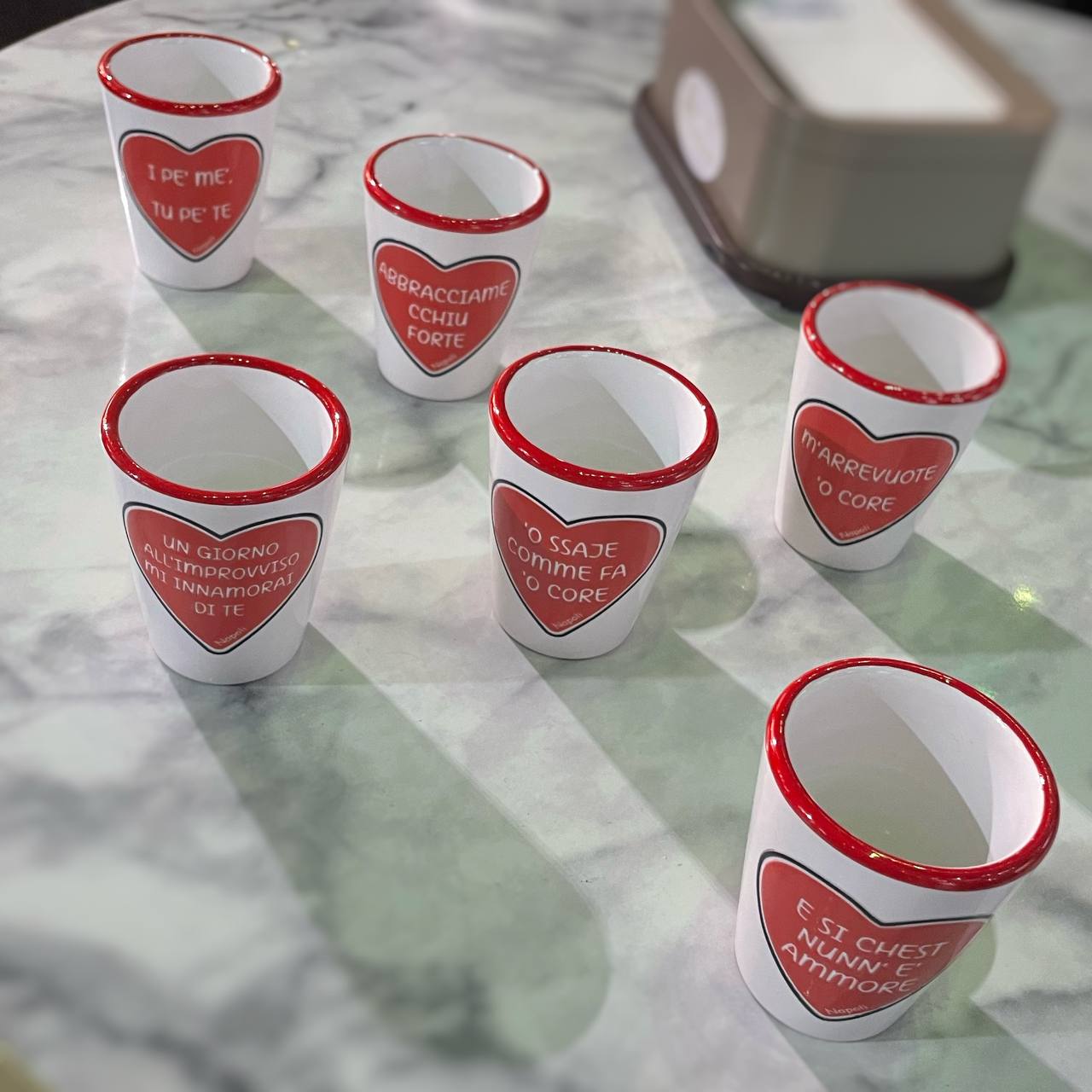 SET OF 6 GLASSES WITH NEAPOLITAN PHRASES