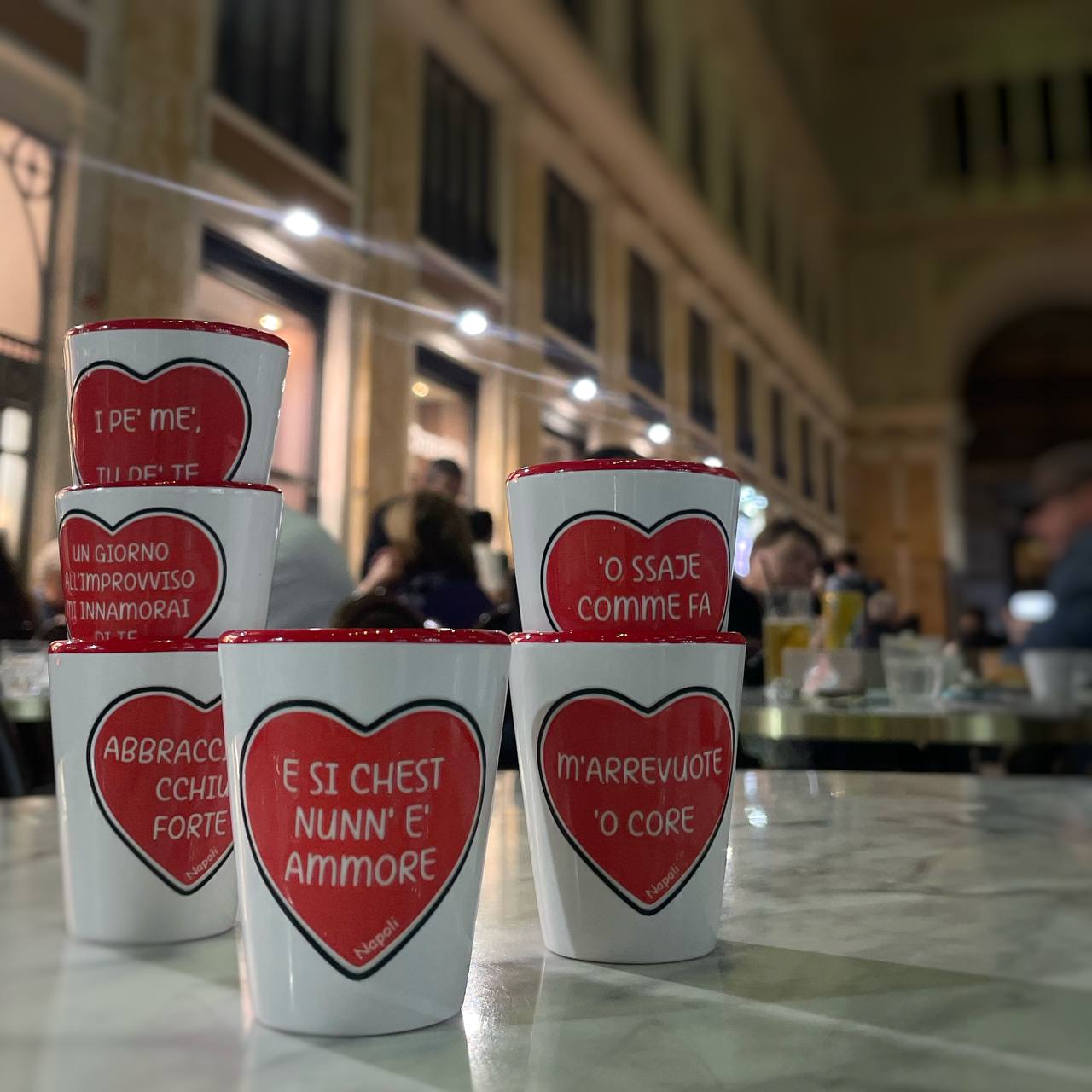 SET OF 6 GLASSES WITH NEAPOLITAN PHRASES
