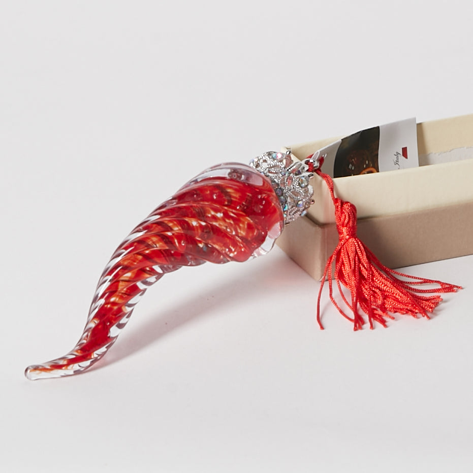 MURANO GLASS HORN WITH CROWN